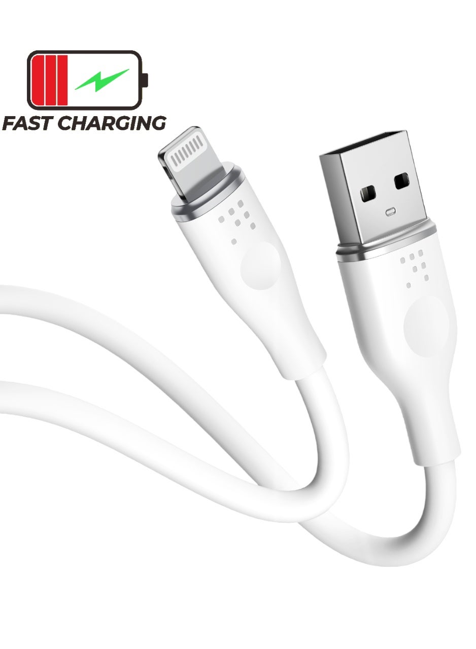 iPhone Fast Charging USB-A to Lightning Cable – 1.2m, 3A, Zinc Alloy Connector, Durable & Flexible, Withstands 25,000+ Bends and 10,000+ Plug Tests, Tangle-Free, High-Speed Data Sync, Compatible with iPhone 14/14 Pro/14 Pro Max/14 Plus/13/12/11/XS/XR/X/8 Plus, iPad – White